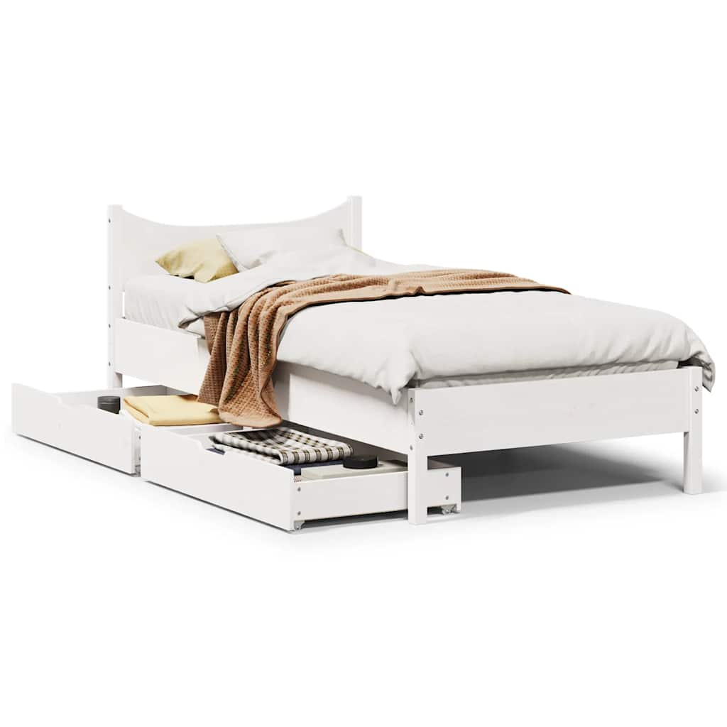 Vetonek Estructura cama con cajones madera maciza pino blanca 90x190 cm