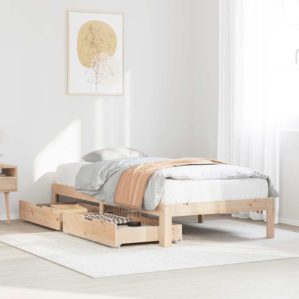 Vetonek Estructura cama con cajones madera maciza pino 100x200 cm