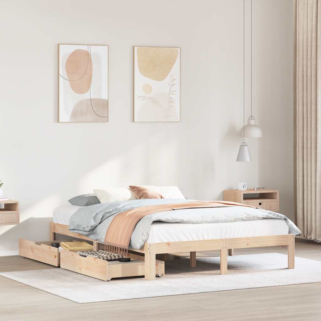 Vetonek Estructura cama con cajones madera de pino maciza 140x200 cm