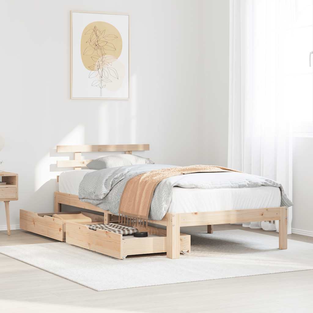 Vetonek Estructura cama con cajones madera maciza pino 100x200 cm