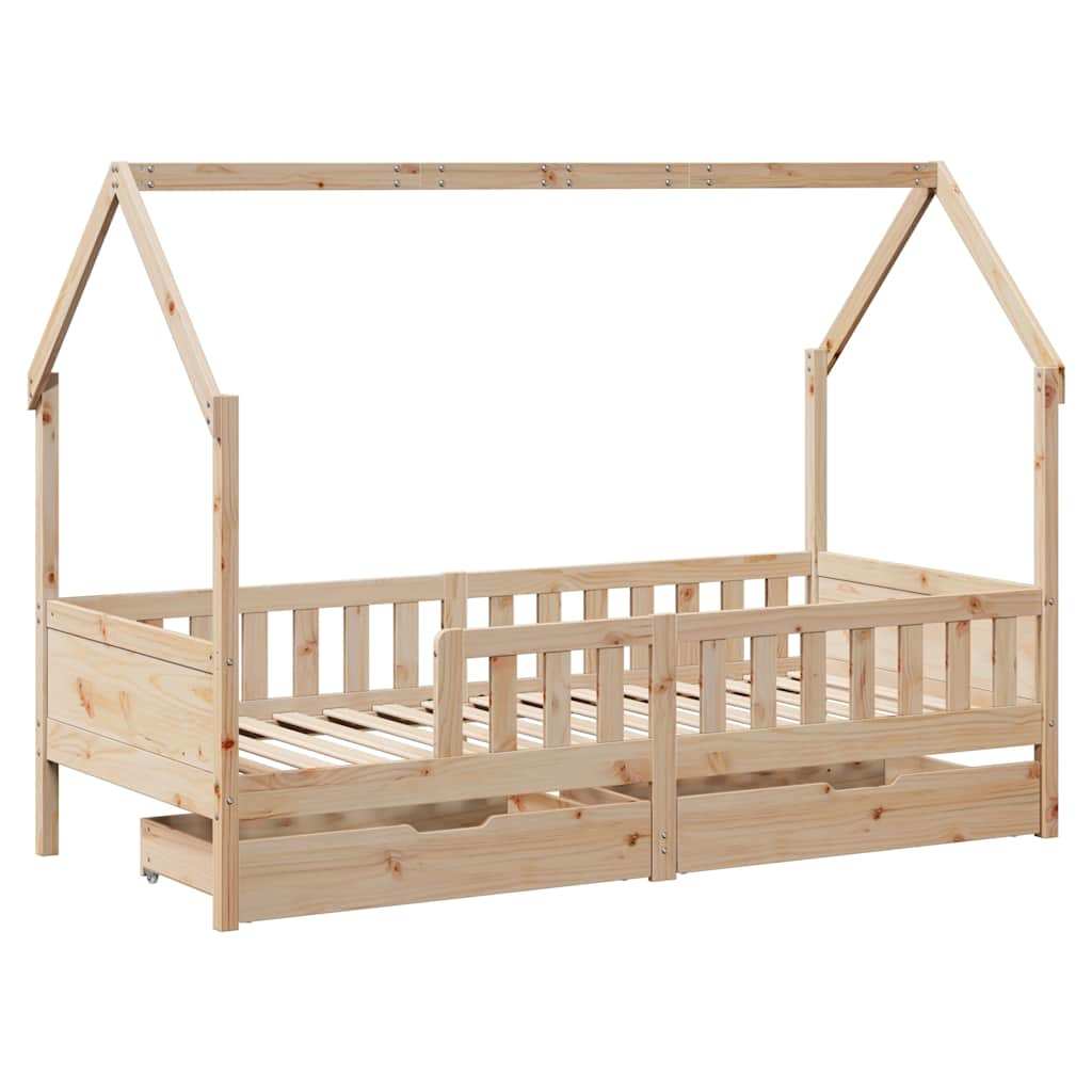 Structure du lit pour les enfants avec tiroirs en bois Pin 90x200 cm