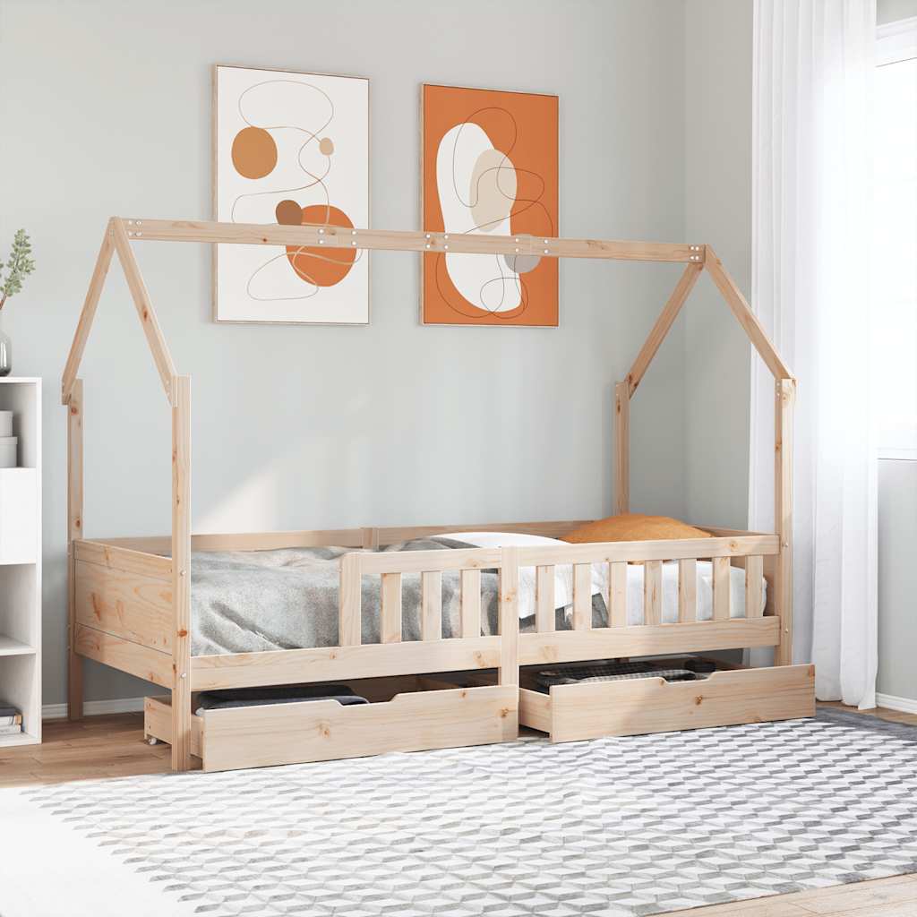 Vetonek Estructura de cama para niños con cajones madera pino 90x200 cm