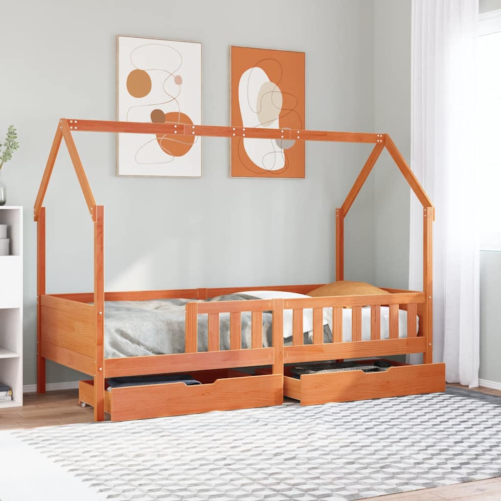 Vetonek Estructura de cama para niños con cajones madera pino 90x200 cm