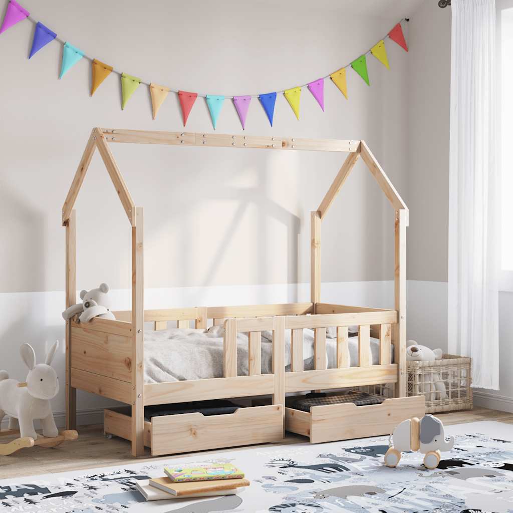 Vetonek Estructura de cama para niños con cajones madera pino 70x140 cm