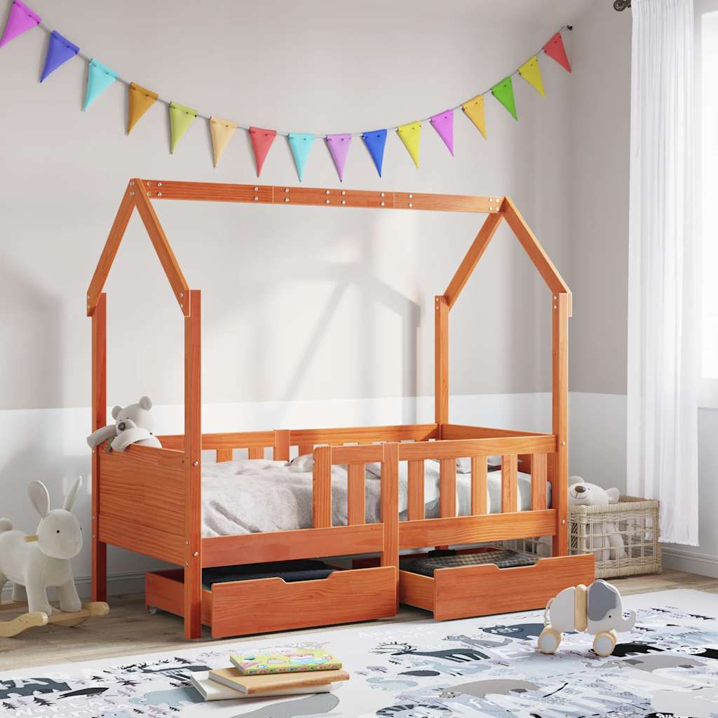 Vetonek Estructura de cama para niños con cajones madera pino 70x140 cm