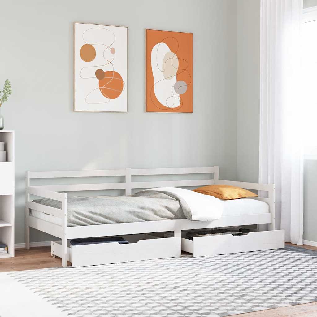 Vetonek Sofá cama con cajones madera maciza de pino 90x200 cm