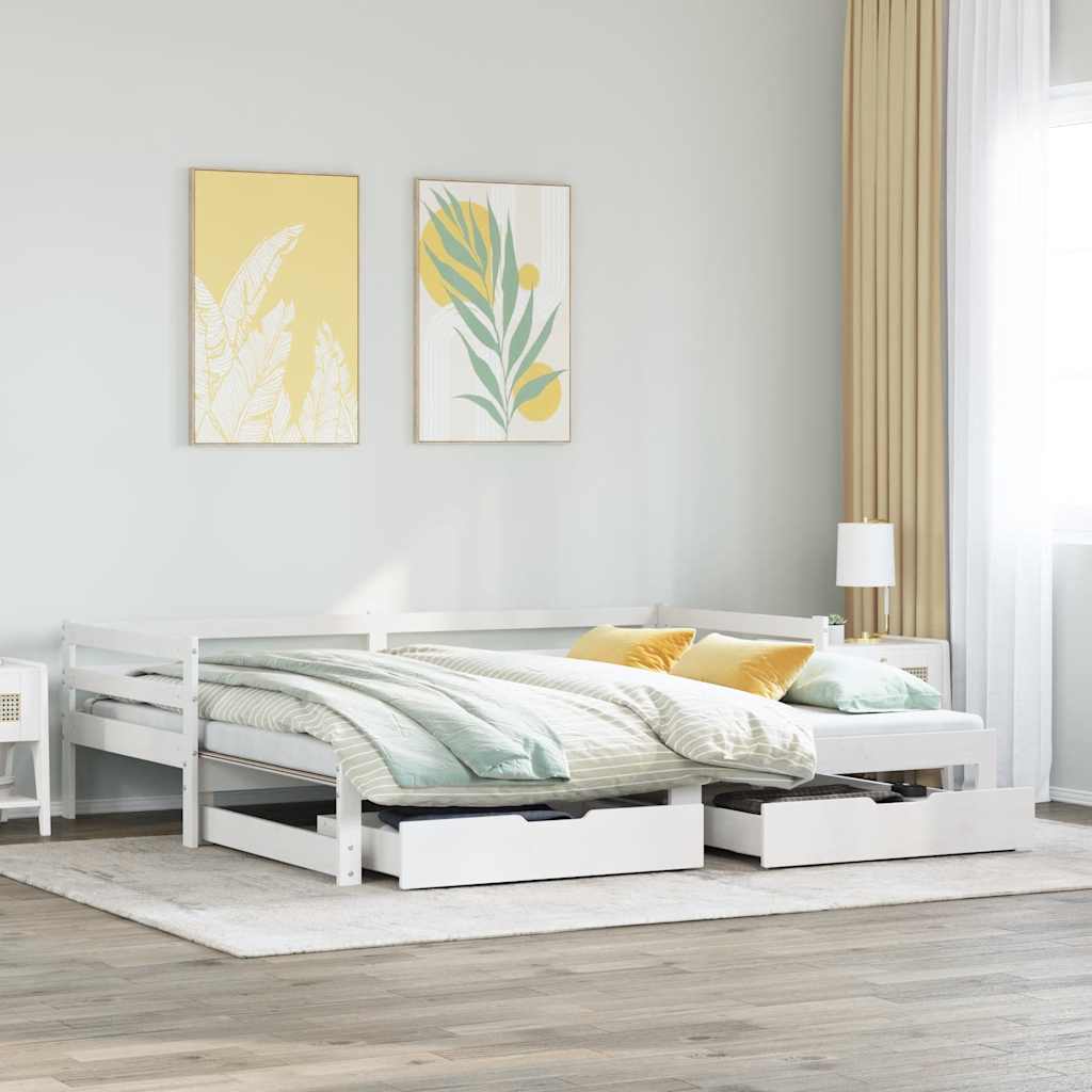 Vetonek Sofá cama nido con cajones sin colchón blanco 90x190 cm