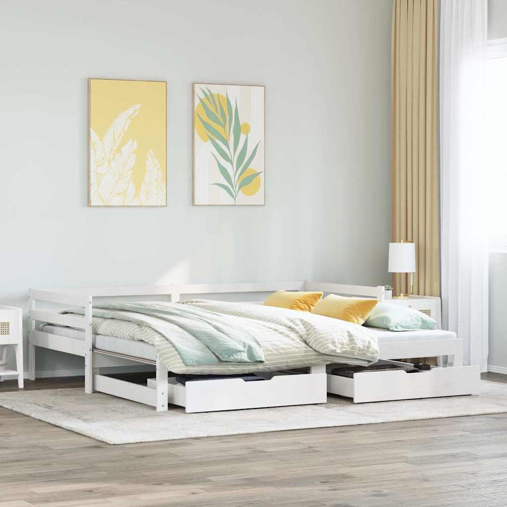 Vetonek Sofá cama nido con cajones sin colchón blanco 90x200 cm