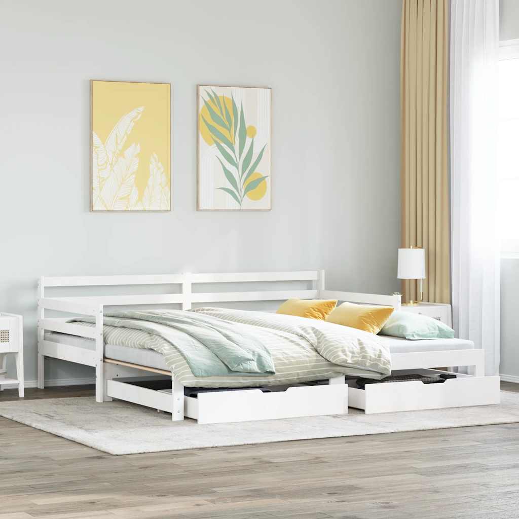 Vetonek Sofá cama nido con cajones sin colchón blanco 90x190 cm