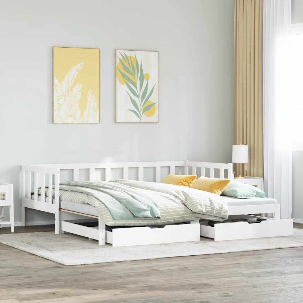 Vetonek Sofá cama nido con cajones sin colchón blanco 90x190 cm