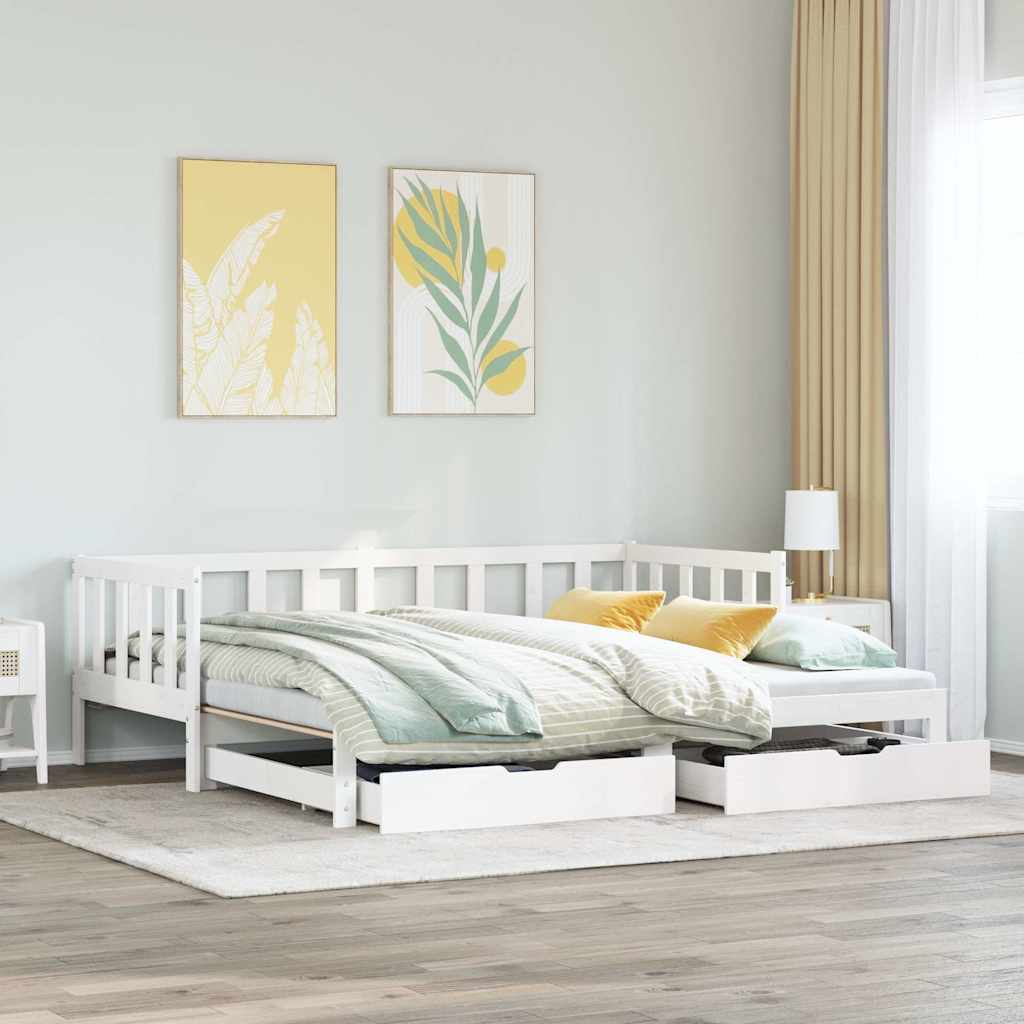 Vetonek Sofá cama nido con cajones sin colchón blanco 90x200 cm