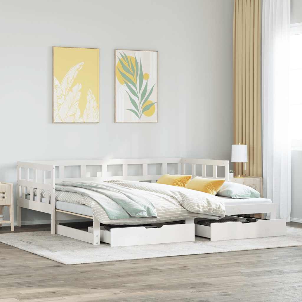 Vetonek Sofá cama nido con cajones sin colchón blanco 90x200 cm