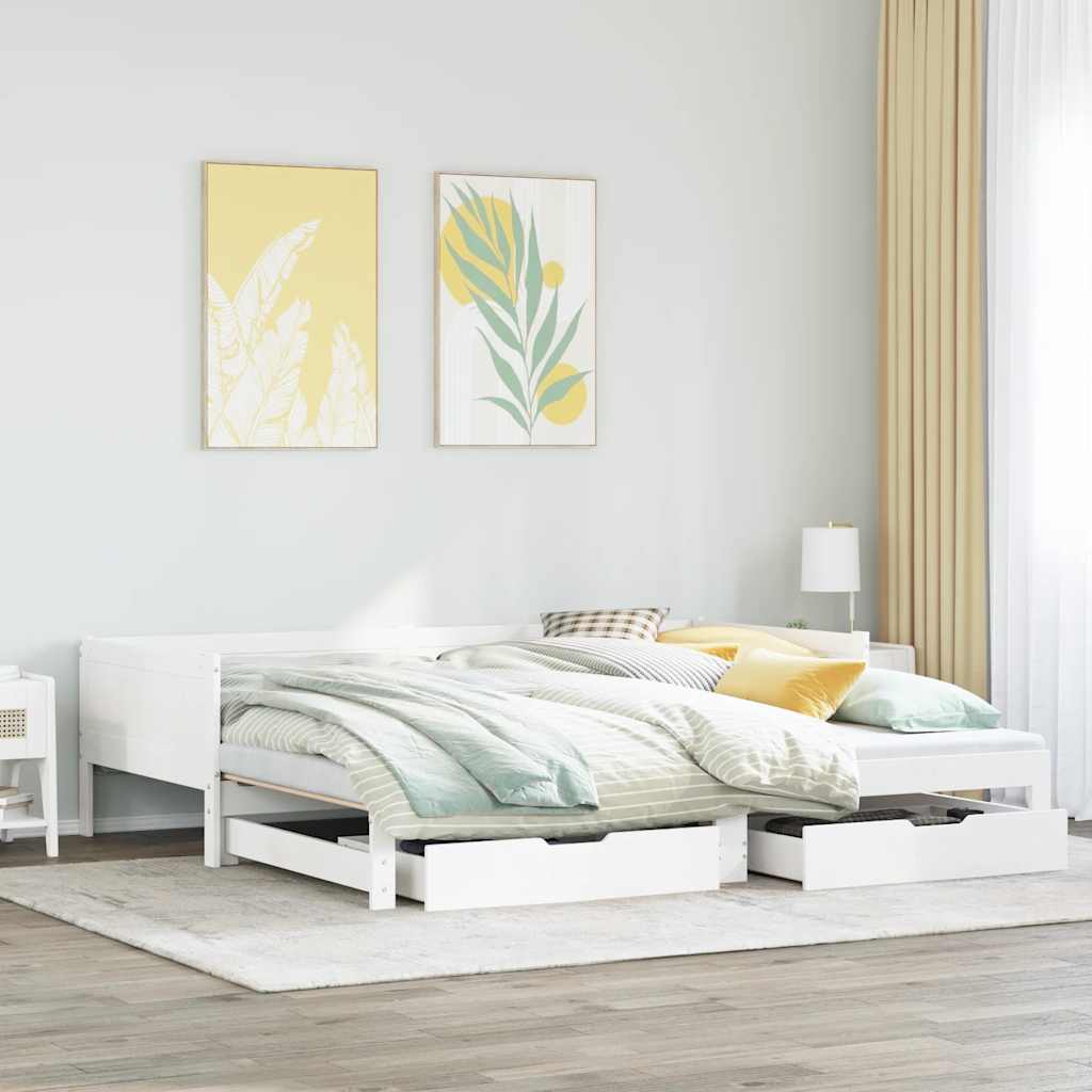 Vetonek Sofá cama nido con cajones sin colchón blanco 90x200 cm