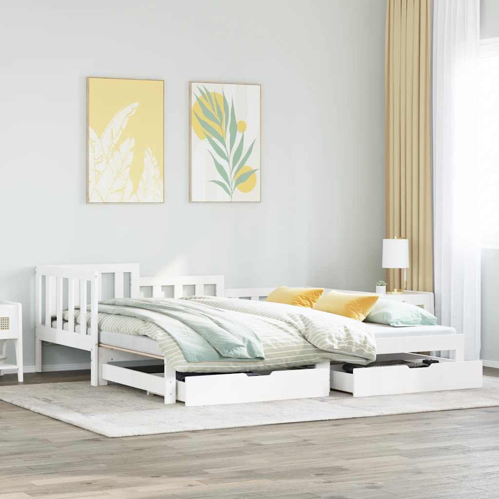 Vetonek Sofá cama nido con cajones sin colchón blanco 80x200 cm