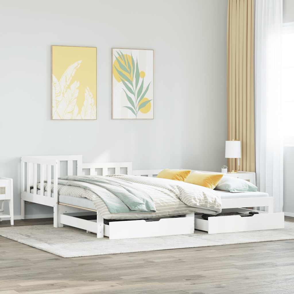 Vetonek Sofá cama nido con cajones sin colchón blanco 90x200 cm