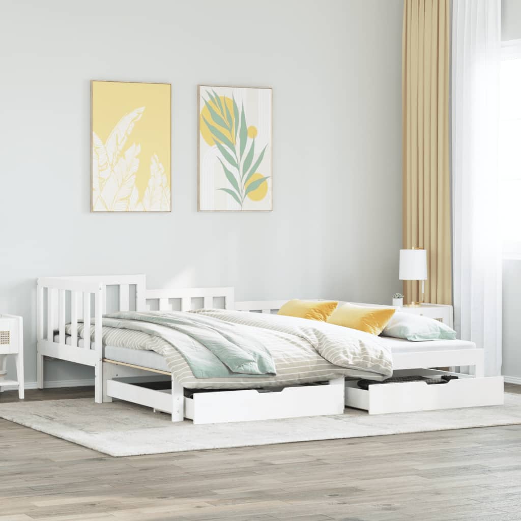 Vetonek Sofá cama nido con cajones sin colchón blanco 90x190 cm