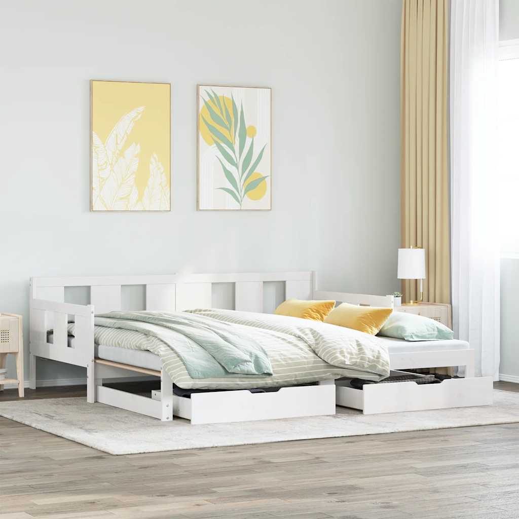 Vetonek Sofá cama nido con cajones sin colchón blanco 90x200 cm