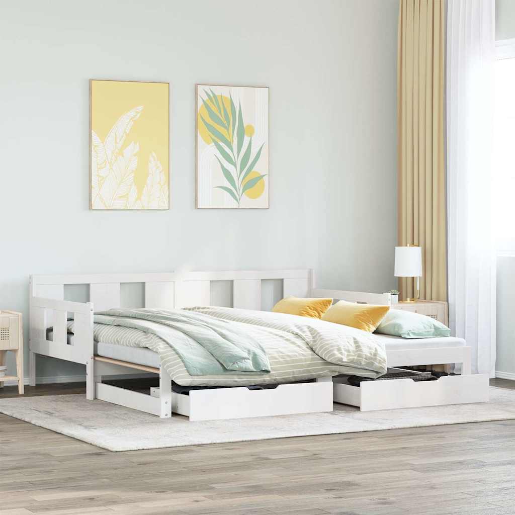 Vetonek Sofá cama nido con cajones sin colchón blanco 80x200 cm