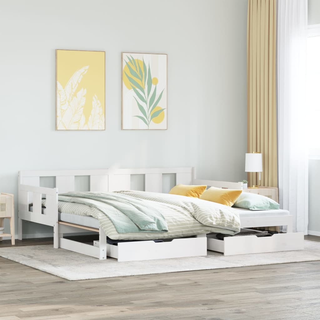 Vetonek Sofá cama nido con cajones sin colchón blanco 90x190 cm