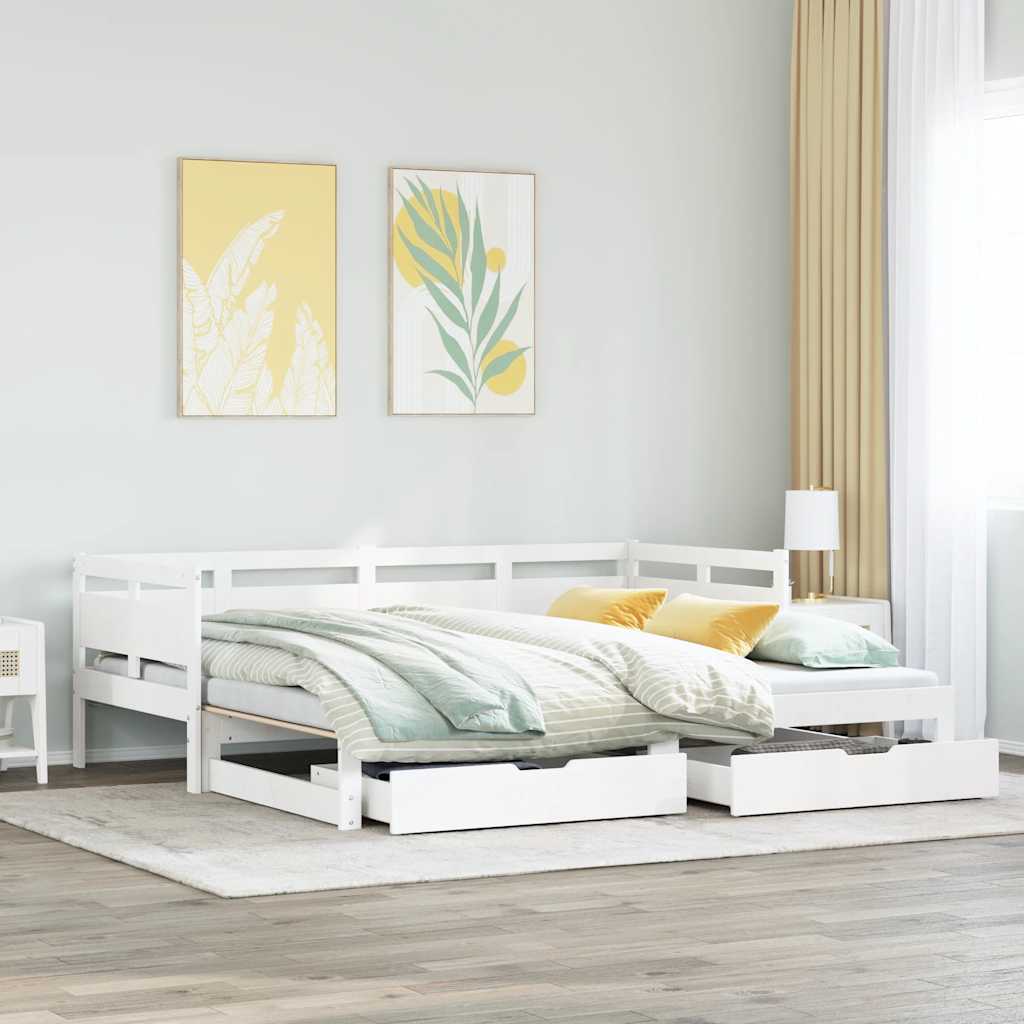 Vetonek Sofá cama nido con cajones sin colchón blanco 90x200 cm