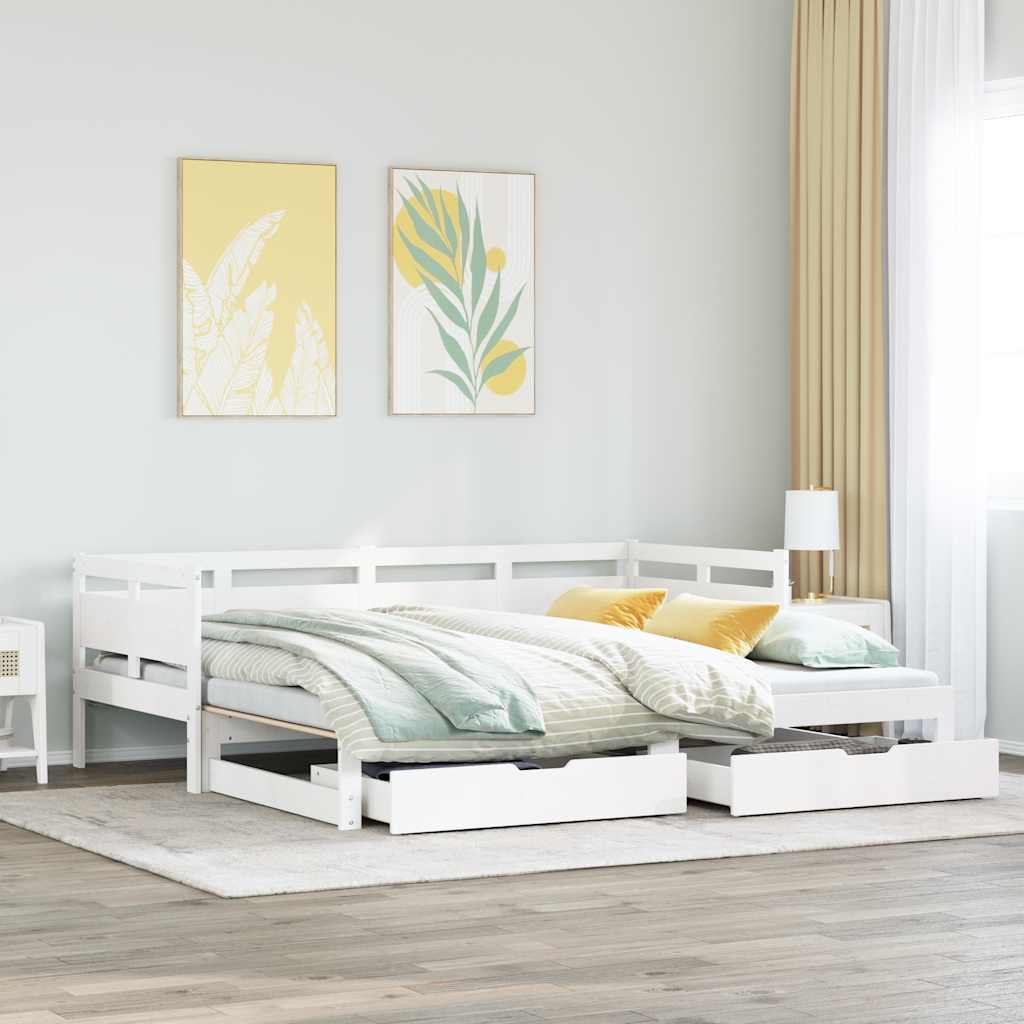 Vetonek Sofá cama nido con cajones sin colchón blanco 80x200 cm