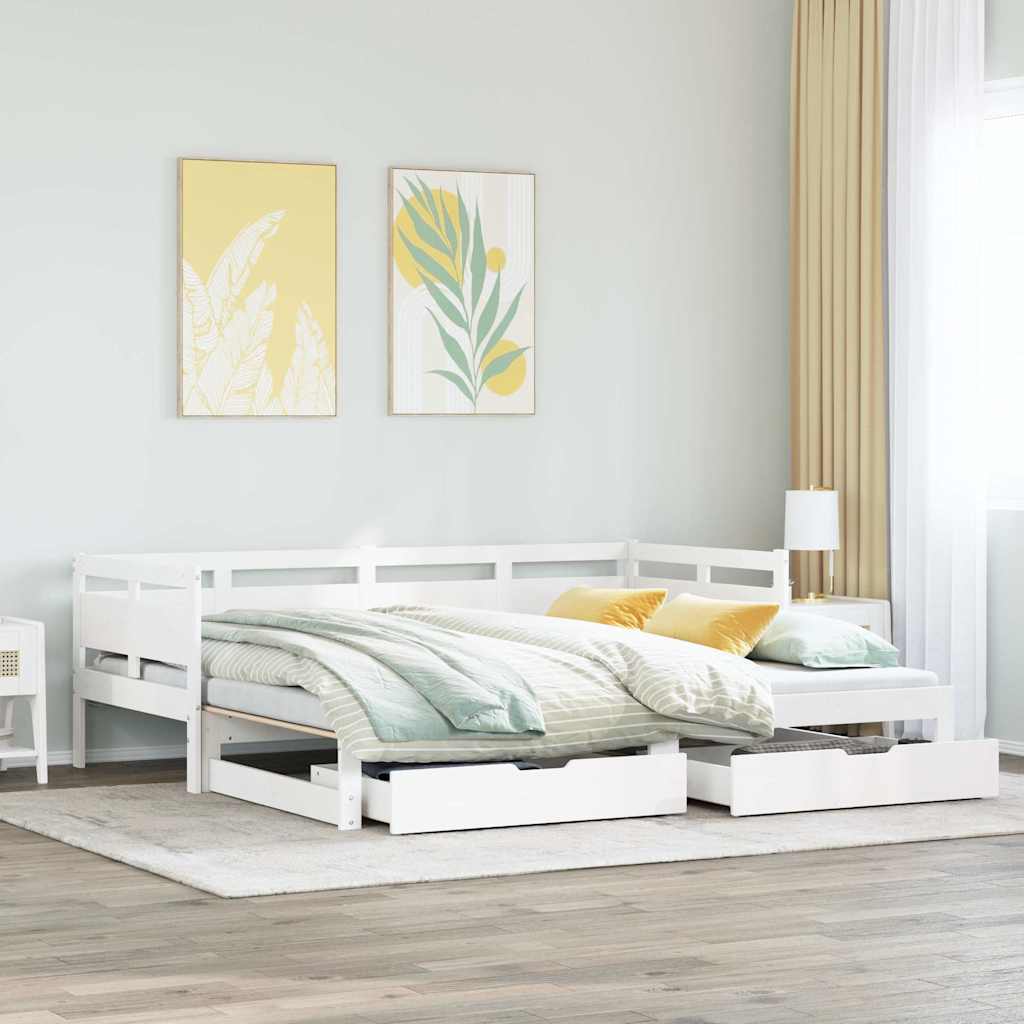 Vetonek Sofá cama nido con cajones sin colchón blanco 90x190 cm