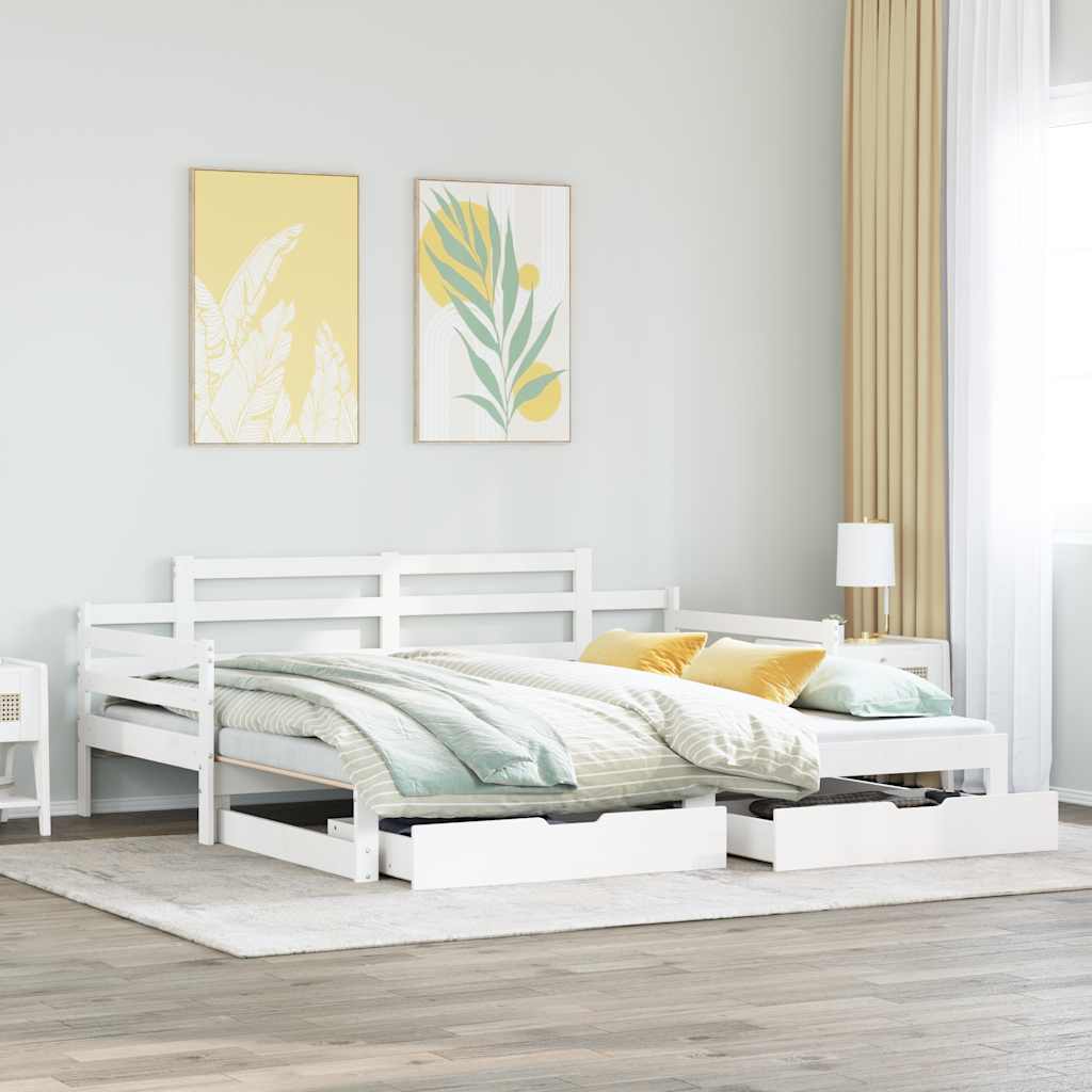 Vetonek Sofá cama nido con cajones sin colchón blanco 90x190 cm