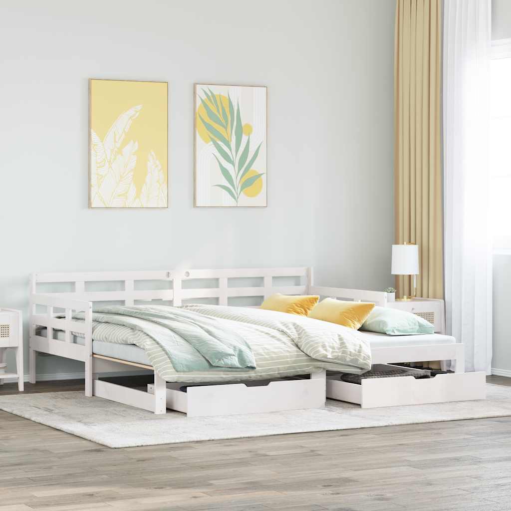 Vetonek Sofá cama nido con cajones sin colchón blanco 90x200 cm