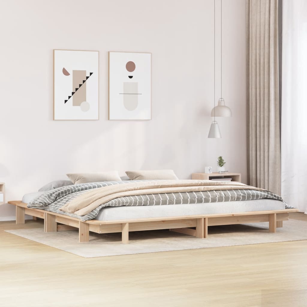 Vetonek Estructura de cama sin colchón madera maciza de pino 200x200 cm