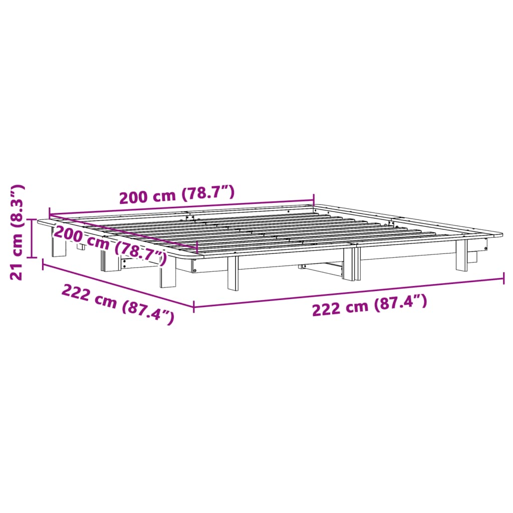 Estructura de cama sin colchón madera maciza de pino 200x200 cm V6509 Vetonek