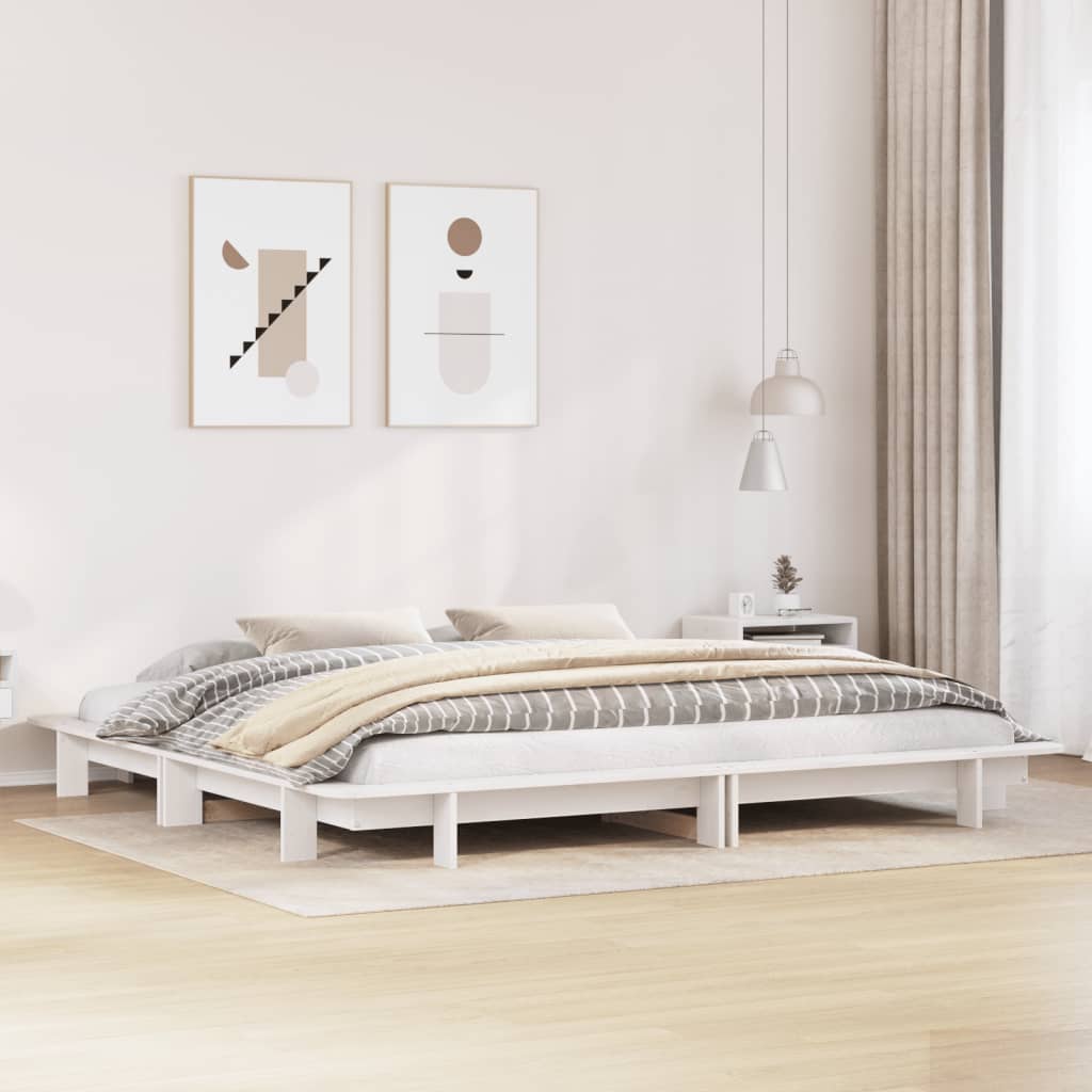 Vetonek Estructura de cama sin colchón madera maciza blanca 200x200 cm