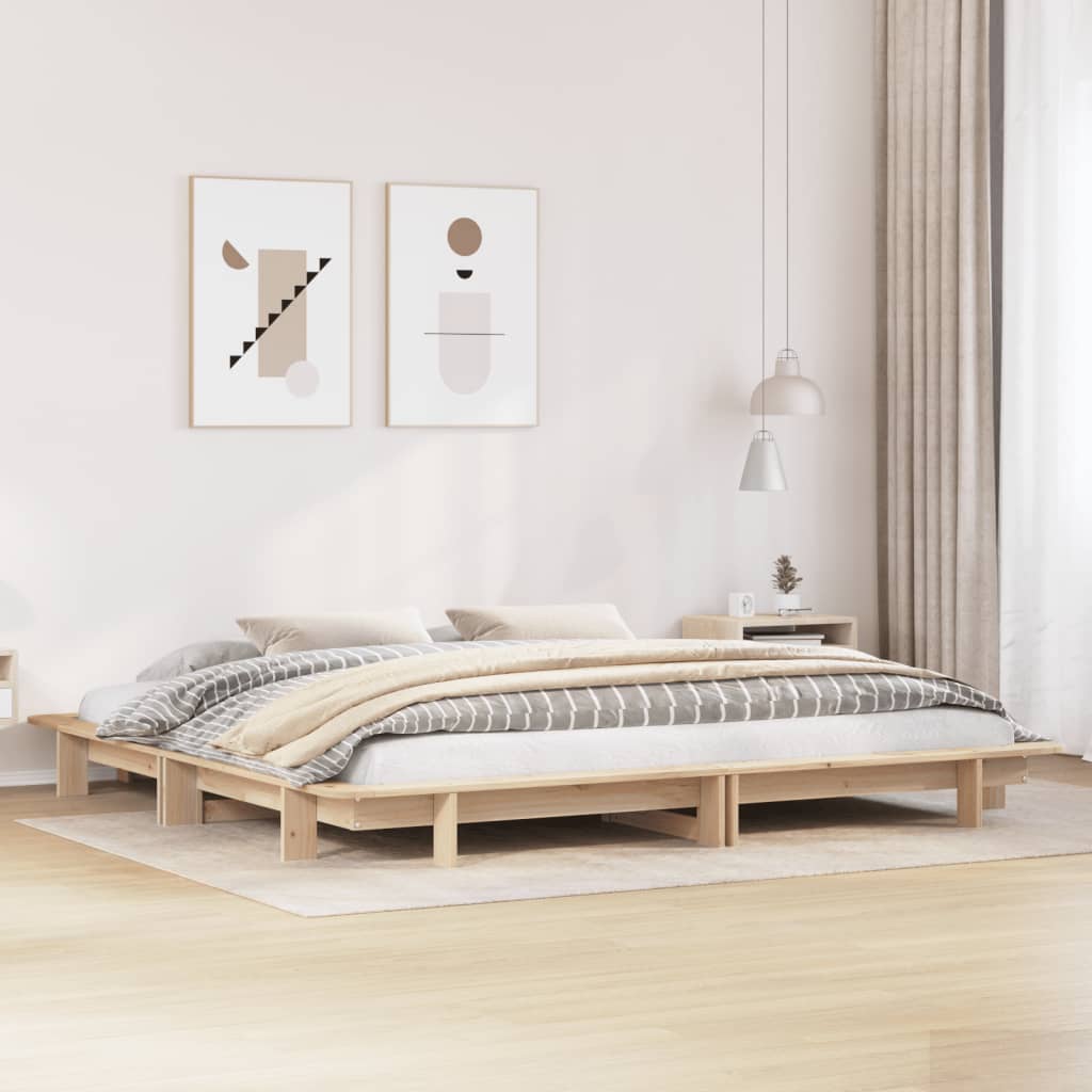 Vetonek Estructura de cama sin colchón madera maciza de pino 180x200 cm