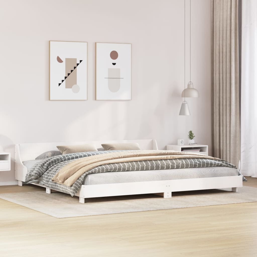 Vetonek Estructura de cama sin colchón madera maciza blanca 200x200 cm