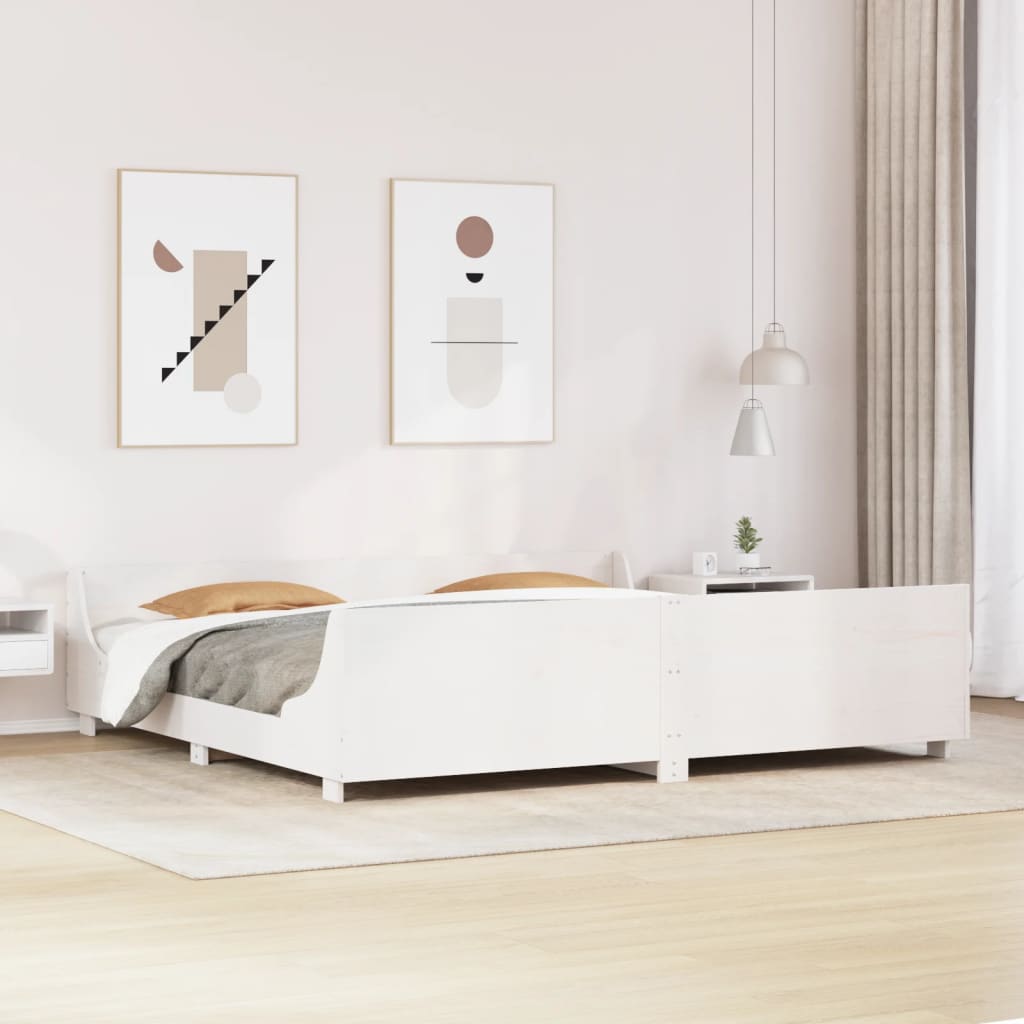 Vetonek Estructura de cama sin colchón madera maciza blanca 200x200 cm