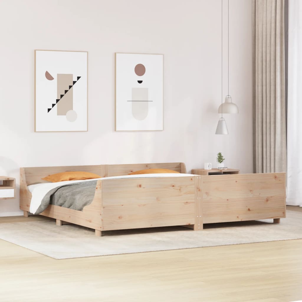 Vetonek Estructura de cama sin colchón madera maciza de pino 180x200 cm