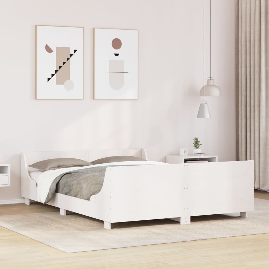 Vetonek Estructura de cama sin colchón madera de pino blanca 140x190 cm