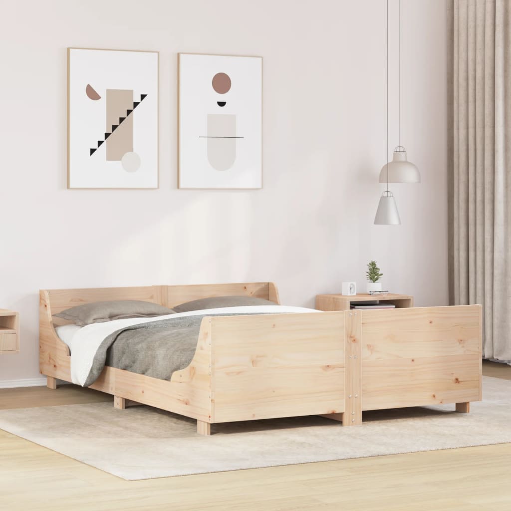 Vetonek Estructura de cama sin colchón madera maciza de pino 135x190 cm