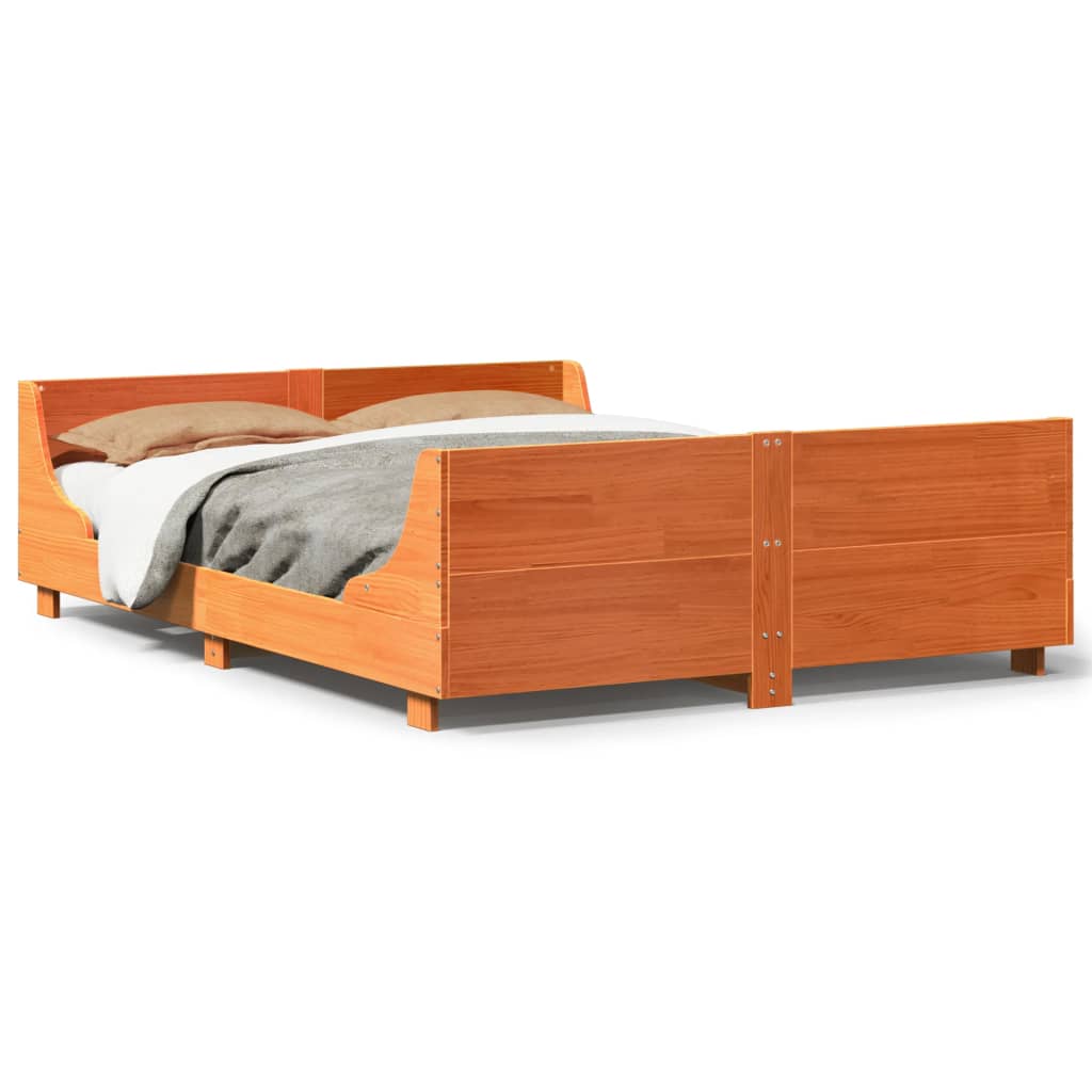 Vetonek Estructura de cama sin colchón madera maciza marrón 135x190 cm