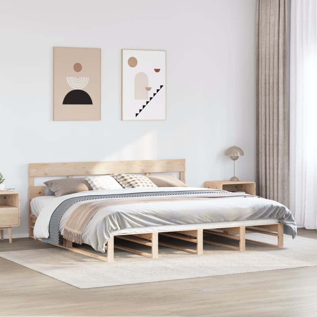 Vetonek Estructura de cama sin colchón madera maciza de pino 180x200 cm