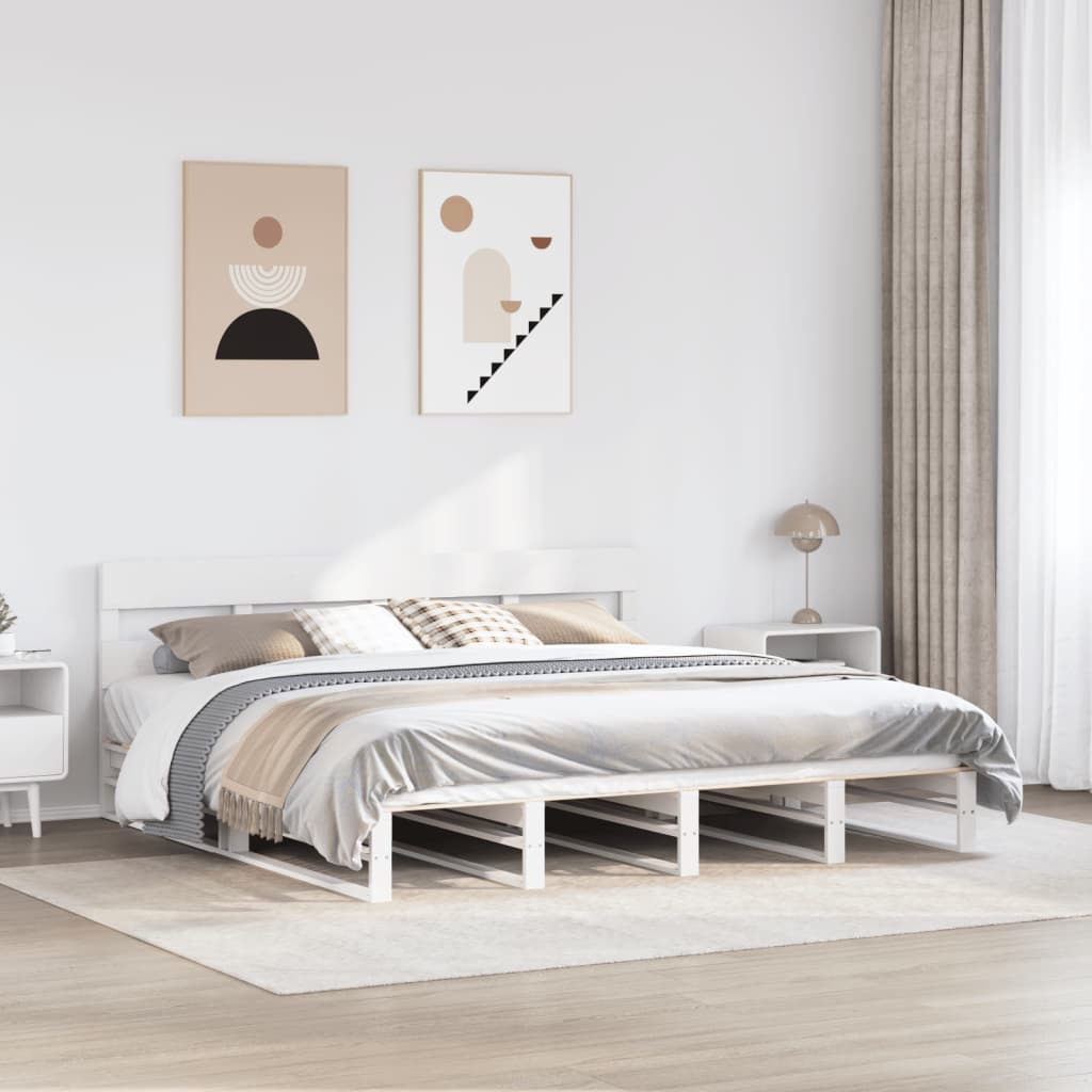 Vetonek Estructura de cama sin colchón madera maciza blanca 200x200 cm