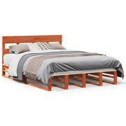 Vetonek Estructura de cama sin colchón madera maciza marrón 135x190 cm