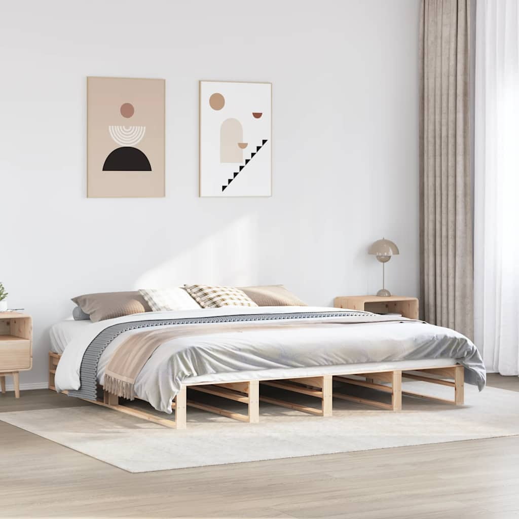 Vetonek Estructura de cama sin colchón madera maciza de pino 180x200 cm