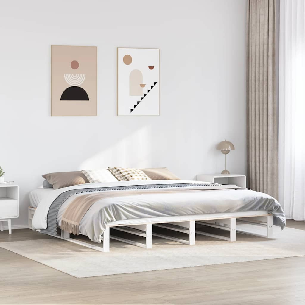 Vetonek Estructura de cama sin colchón madera maciza blanca 200x200 cm