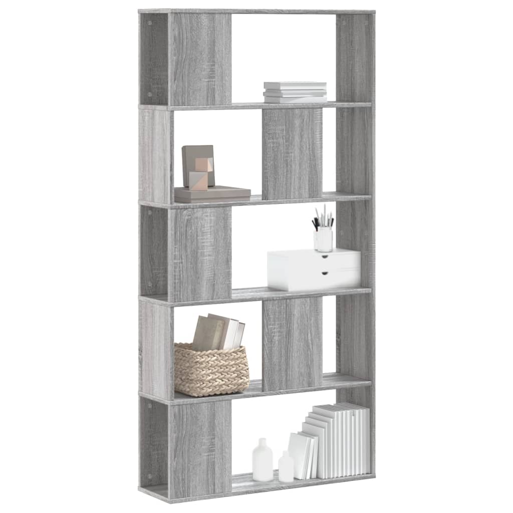 Vetonek Librería de 5 niveles madera gris Sonoma 80,5x23,5x162,5 cm