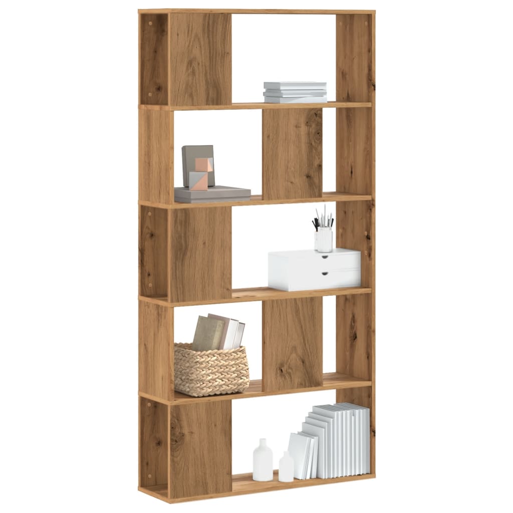 Vetonek Librería de 5 niveles madera roble artesanal 80,5x23,5x162,5 cm