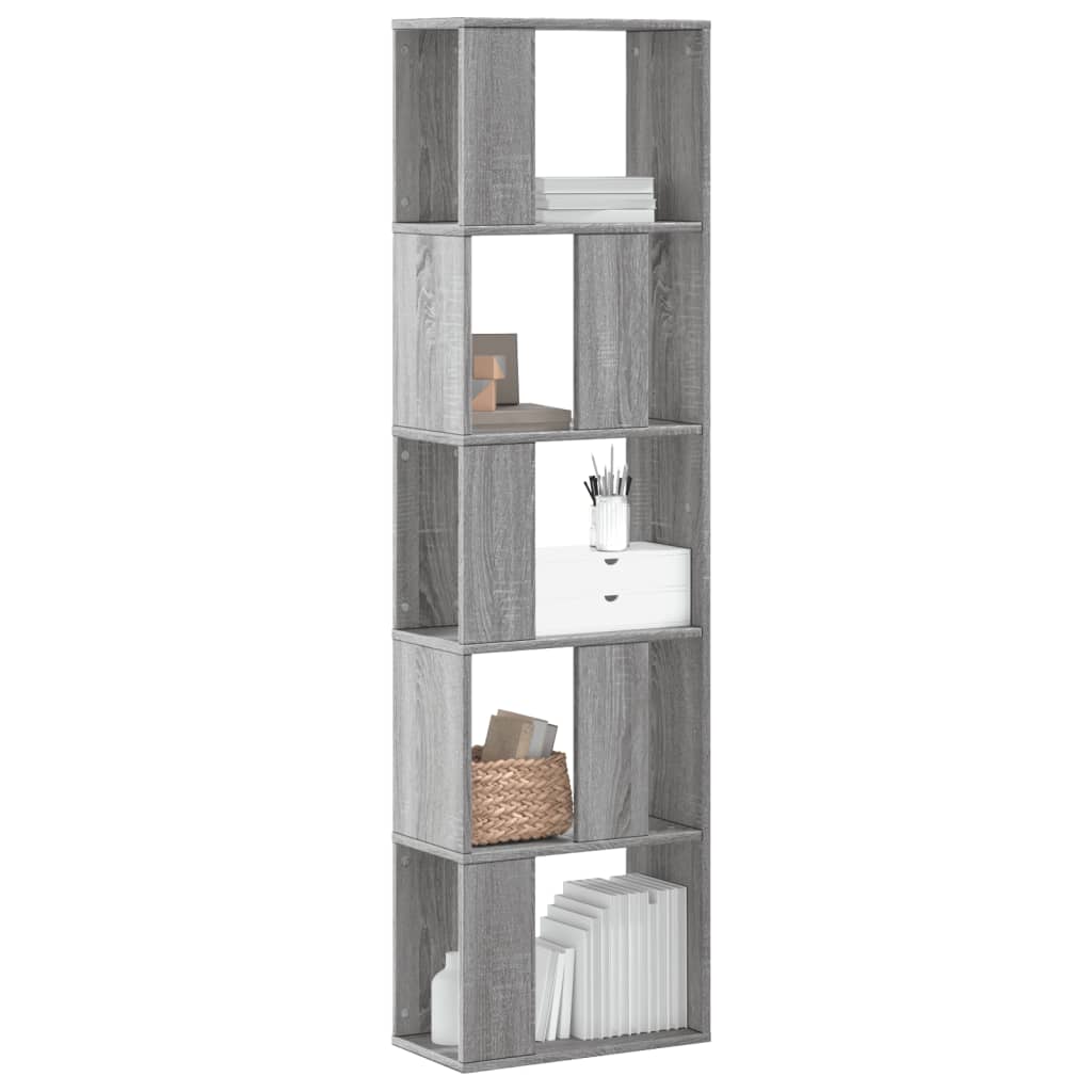 Vetonek Librería de 5 niveles madera gris Sonoma 45x23,5x162,5 cm