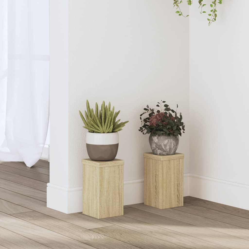 Vetonek Soportes de plantas 2 uds madera roble Sonoma 10x10x18 cm