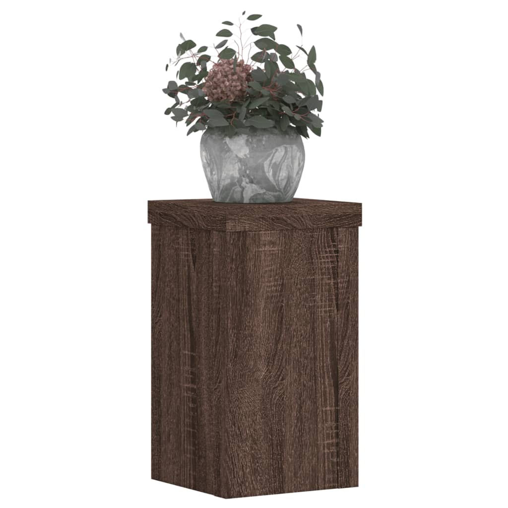 Soportes de plantas 2 uds madera marrón roble 10x10x18 cm