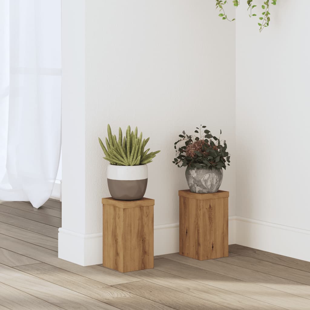 Vetonek Soportes de plantas 2 uds madera roble artisian 10x10x18 cm