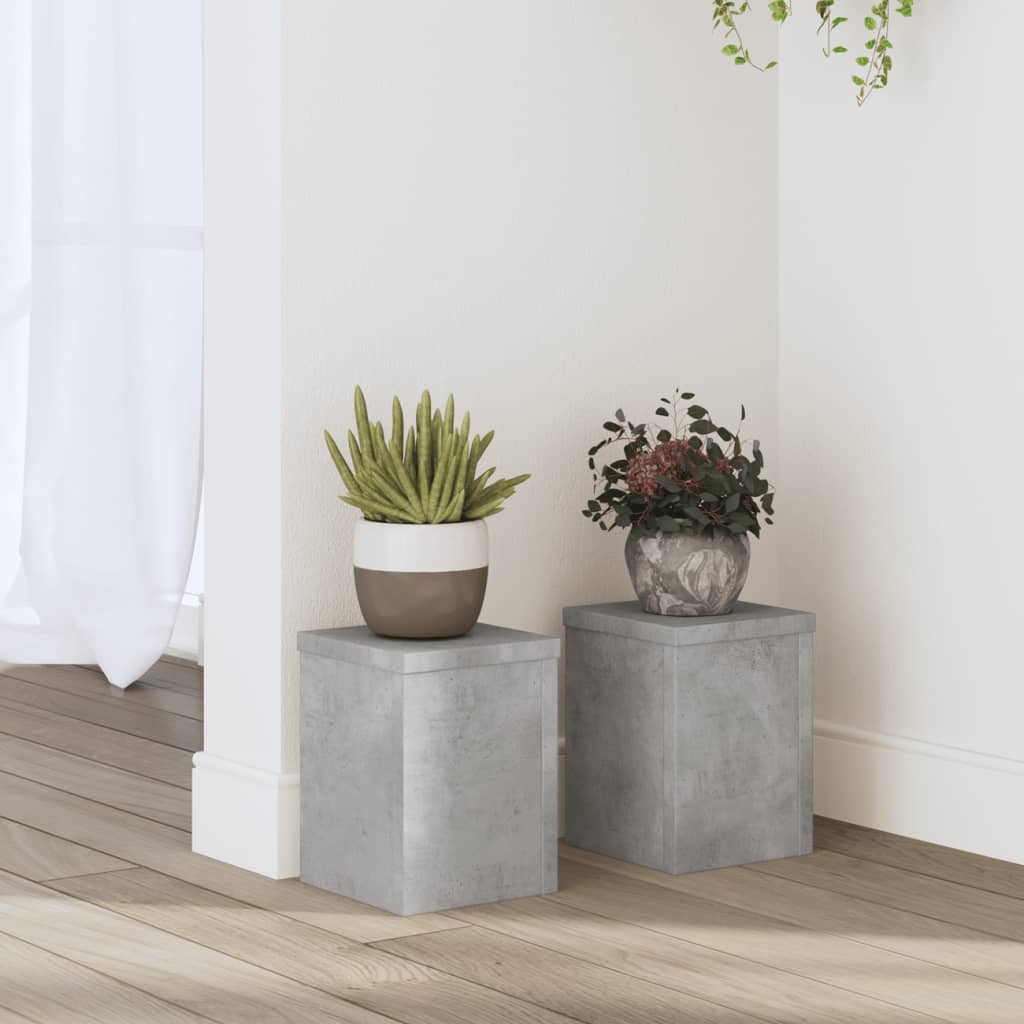 Vetonek Soportes de plantas 2 uds madera gris hormigón 15x15x20 cm